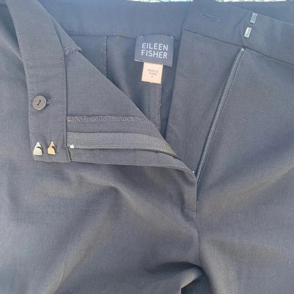 Eileen Fisher Relaxed Straight High Rise Wool Blend Trouser Pants Neutral Preppy - Picture 6 of 6